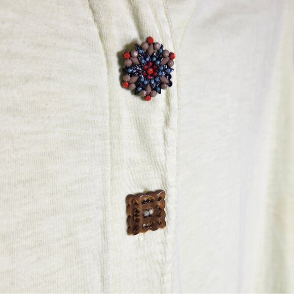 Soft‎ Surroundings Danielle Button Tank Tunic Cotton Slub Yellow Green Flowy 1X - Picture 6 of 13